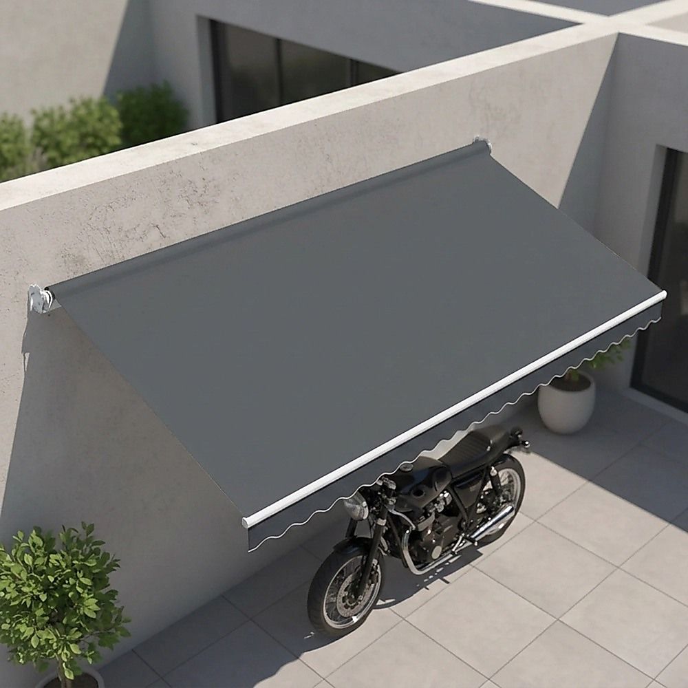 Motorised Outdoor Folding Arm Awning Retractable Sunshade Canopy Grey 4.0m x 3.0m