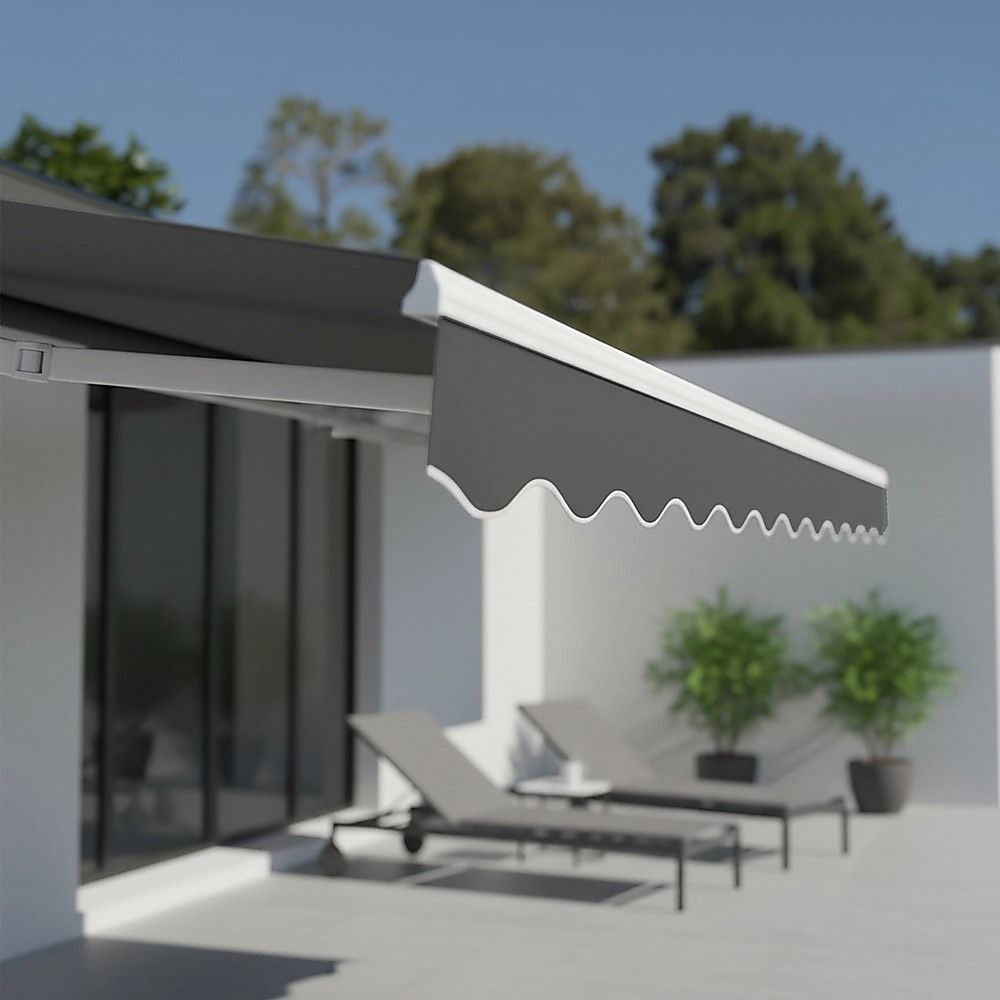 Motorised Outdoor Folding Arm Awning Retractable Sunshade Canopy Grey 4.0m x 3.0m