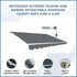 Motorised Outdoor Folding Arm Awning Retractable Sunshade Canopy Grey 5.0m x 3.0m