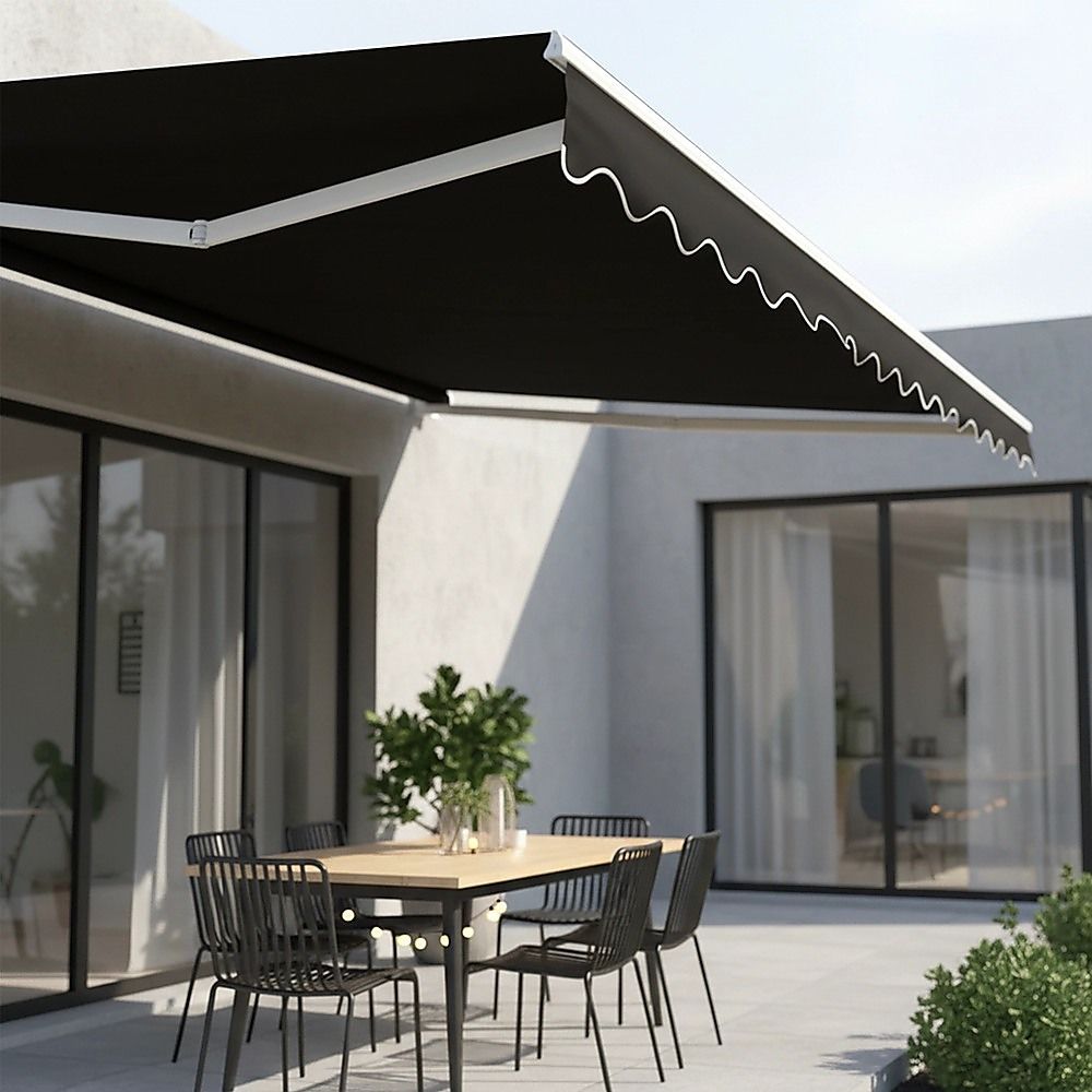 Motorised Retractable Awning – 5.0x3.0m Black Outdoor Shade