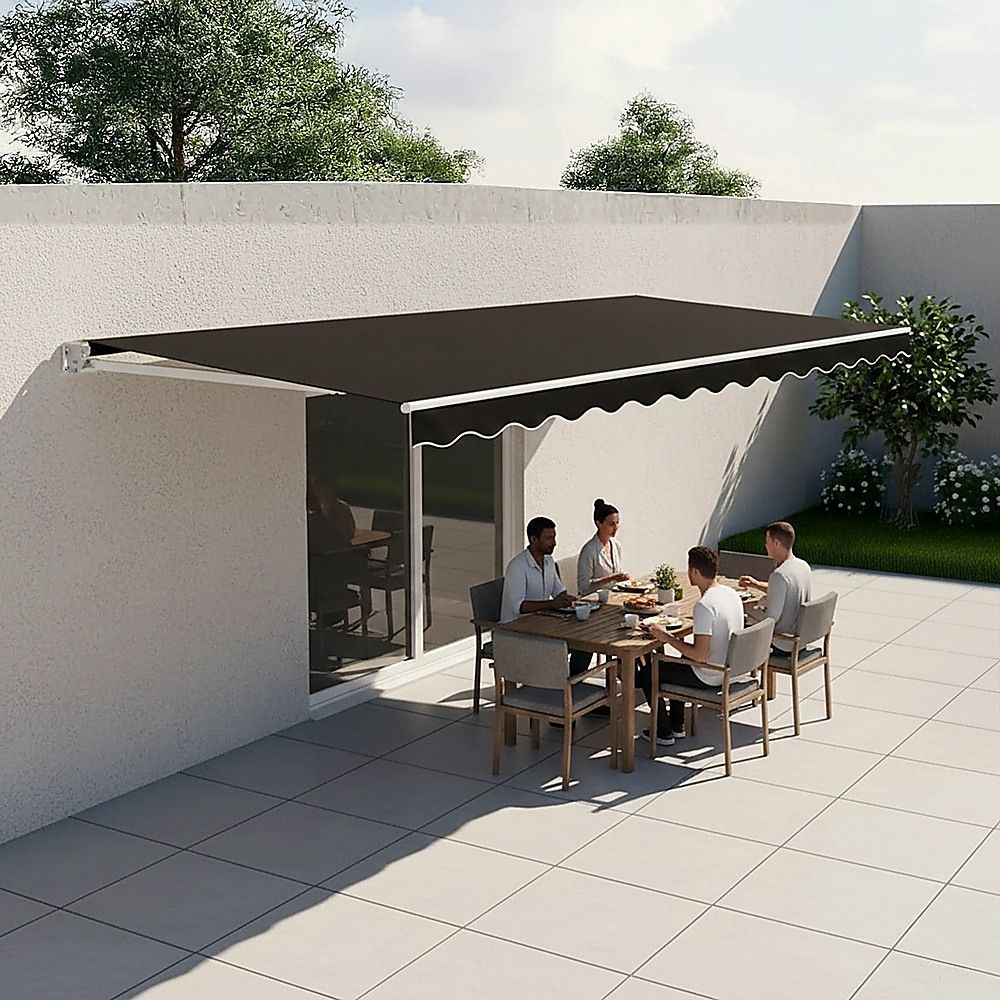 Motorised Retractable Awning – 5.0x3.0m Black Outdoor Shade