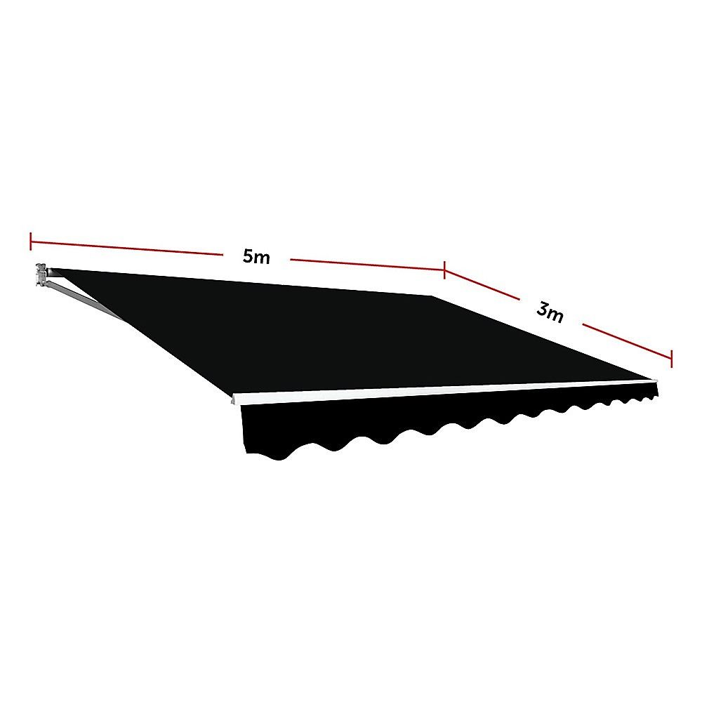 Motorised Retractable Awning – 5.0x3.0m Black Outdoor Shade