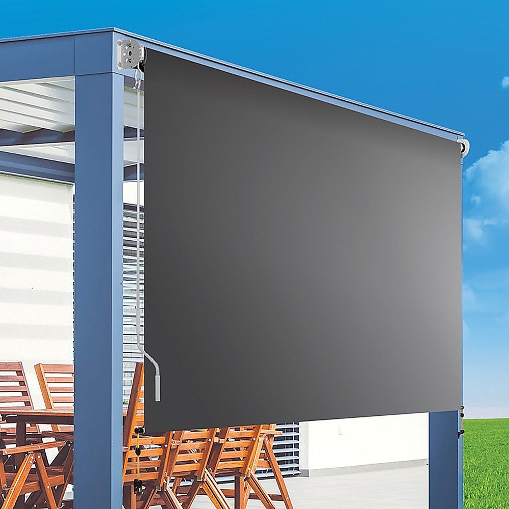 Straight Drop Awning – 2.1x2.5m Grey Retractable Patio Screen – product image 2
