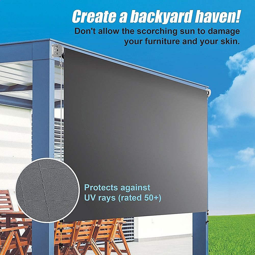 Straight Drop Awning – 2.1x2.5m Grey Retractable Patio Screen – product image 6