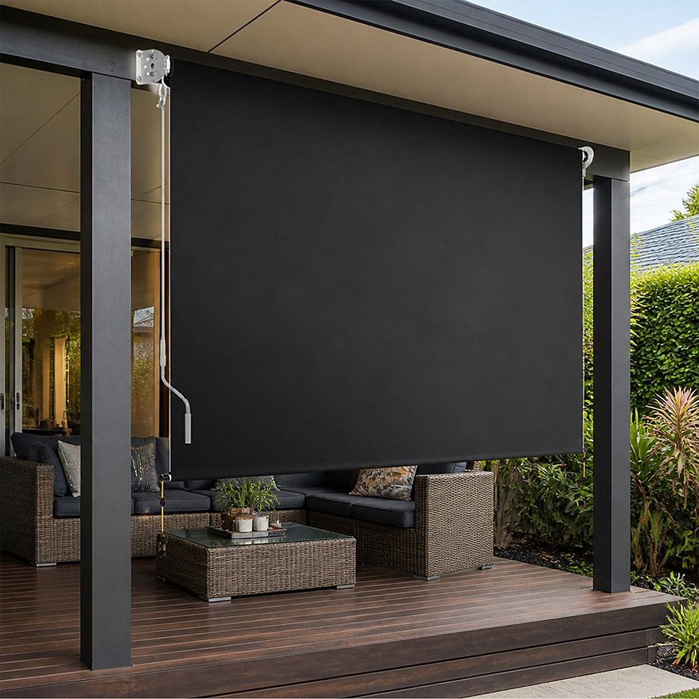Straight Drop Awning – 2.1x2.5m Black Retractable Patio Screen – product image 3