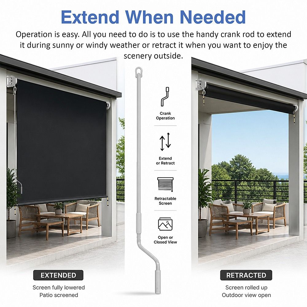 Straight Drop Awning – 2.1x2.5m Black Retractable Patio Screen – product image 8