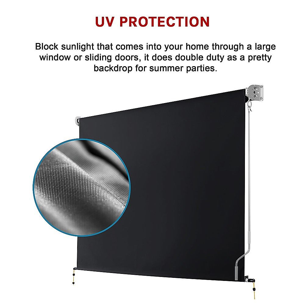 Straight Drop Awning – 3x2.5m Black Retractable Patio Screen – product image 7
