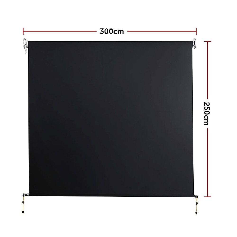 Straight Drop Awning – 3x2.5m Black Retractable Patio Screen – product image 8