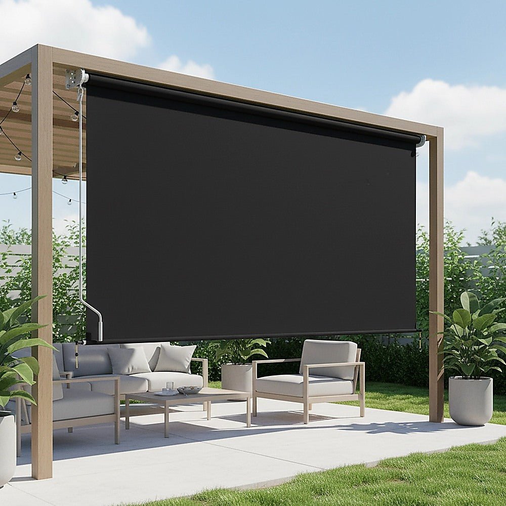 Retractable Straight Drop Roll Down Awning Garden Patio Screen 3.0X2.5M | Home & Garden > Shading