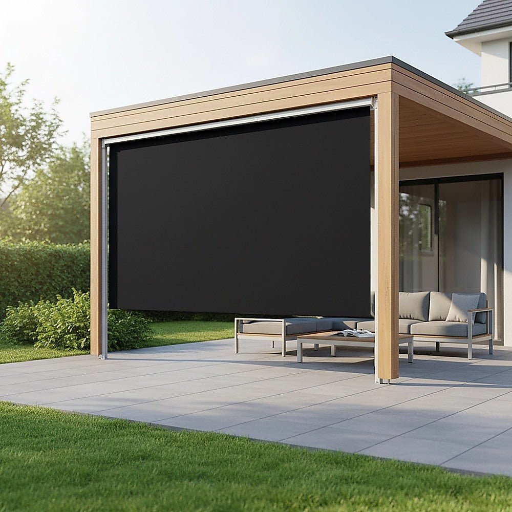 Retractable Straight Drop Roll Down Awning Garden Patio Screen 3.0X2.5M | Home & Garden > Shading