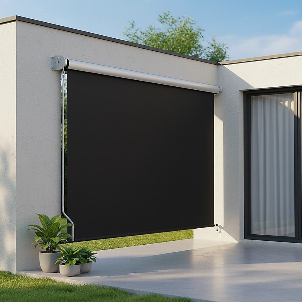 Retractable Straight Drop Roll Down Awning Garden Patio Screen 3.0X2.5M | Home & Garden > Shading