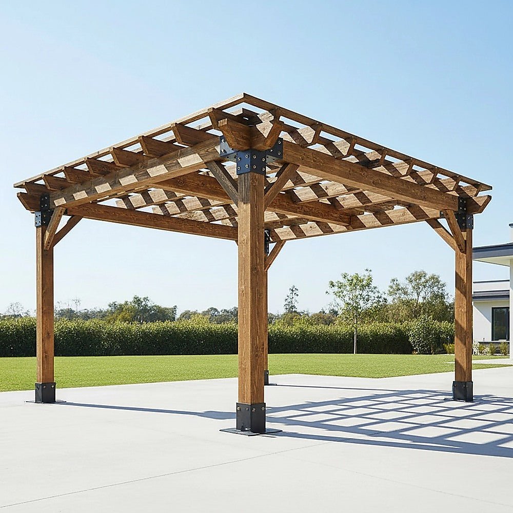 Roof Pergola Gazebo Shed Matte Black Steel Brackets DIY Kits | | | | Home & Garden > Shading | DSZ | Outdoorium | DSZ | Extra Shipping | Gazebo | 8