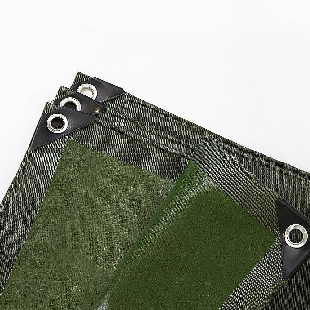 2m x 3m Army Tarp Heavy Duty 400GSM Tarpaulin Canvas Cover Waterproof Sun Blocked - Outdoorium