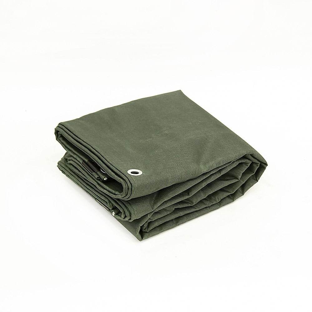 2m x 3m Army Tarp Heavy Duty 400GSM Tarpaulin Canvas Cover Waterproof Sun Blocked - Outdoorium