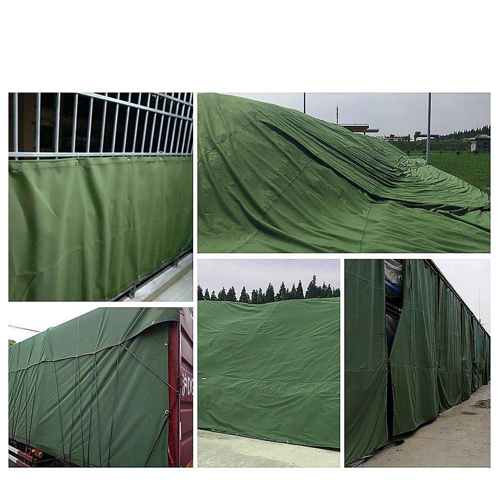 2m x 3m Army Tarp Heavy Duty 400GSM Tarpaulin Canvas Cover Waterproof Sun Blocked - Outdoorium