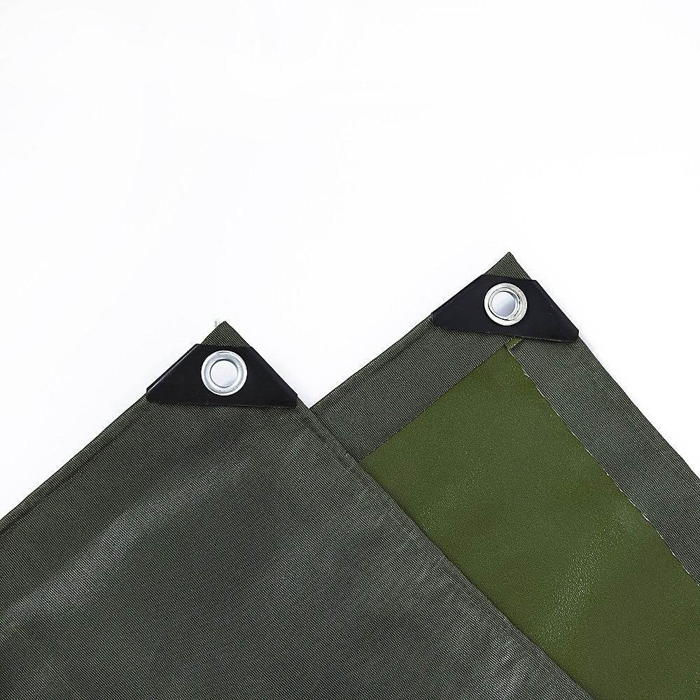 2m x 3m Army Tarp Heavy Duty 400GSM Tarpaulin Canvas Cover Waterproof Sun Blocked - Outdoorium