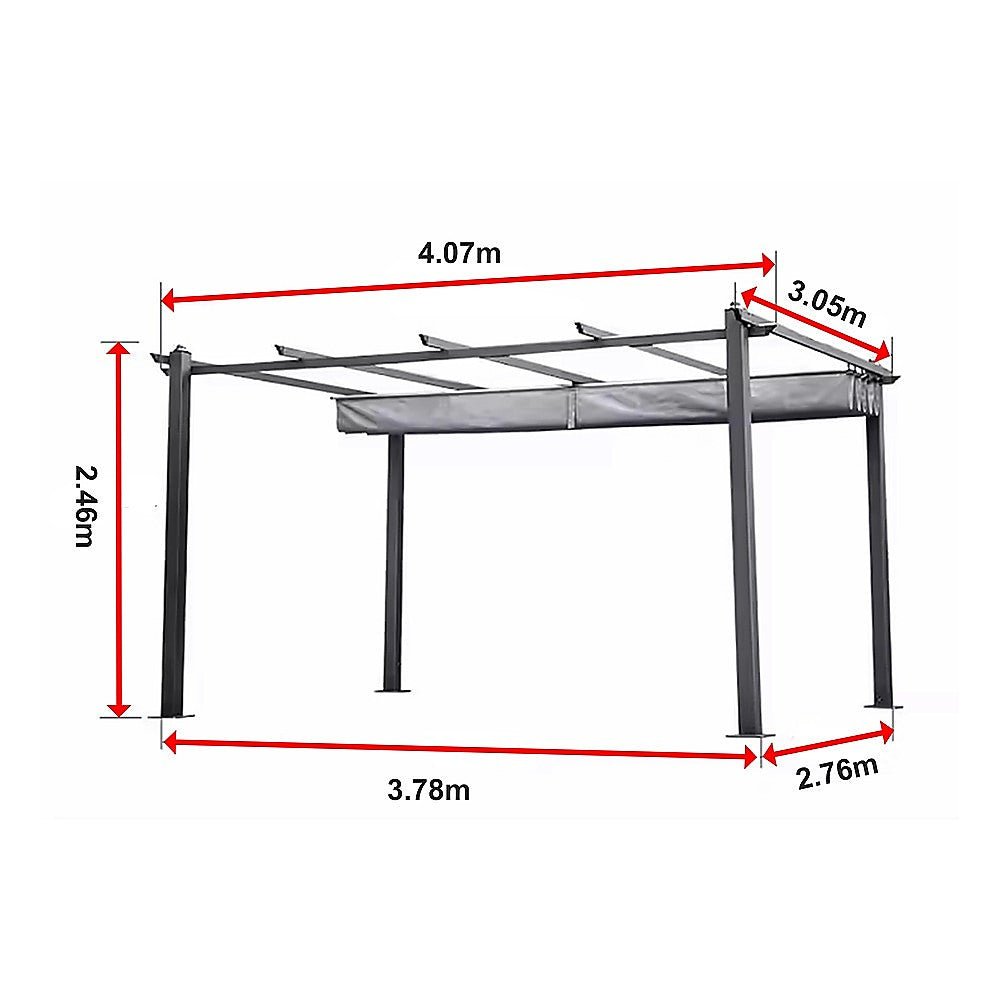 3x4M Aluminium Pergola Marquee with Retractable Roof – Garden Canopy