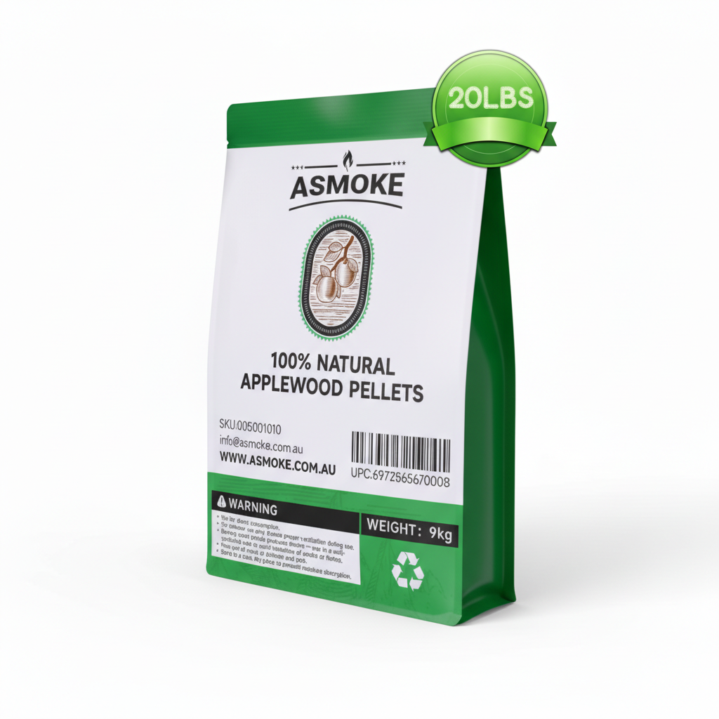 ASMOKE 20lbs Premium Apple Wood Pellets for Smoker & Grill – Natural Sweet Fruit Flavour BBQ Fuel for Chicken, Pork & Pizza Ovens