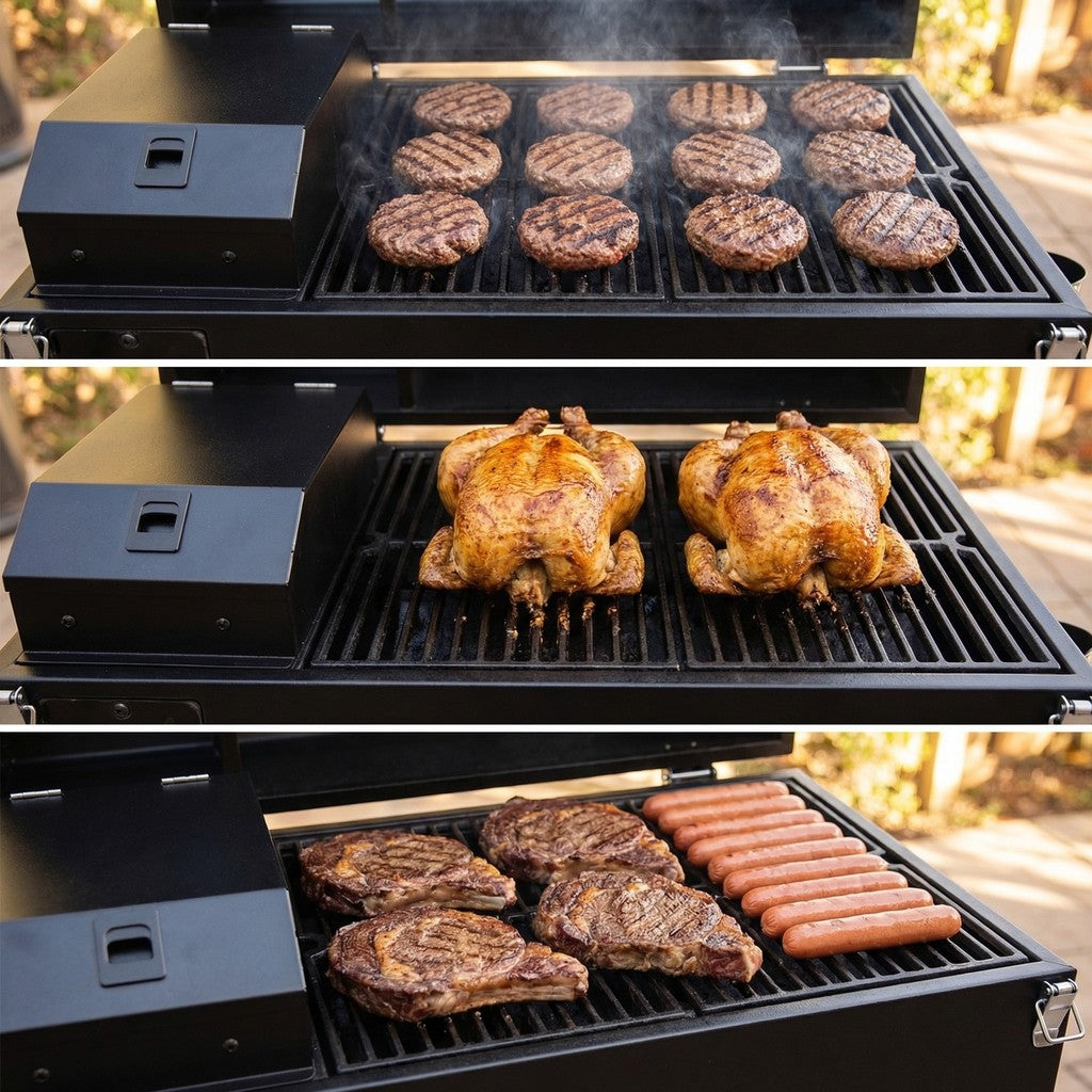 ASMOKE AS350 Portable Smart Wood Pellet Grill (Cyder Black) + 2 x 20LB Assorted Flavors Wood Pellets Bundle (Oak/Cherry/Apple)