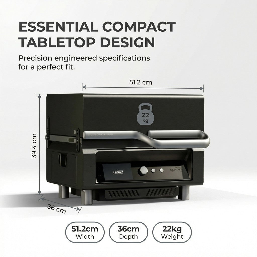 ASMOKE Essential Portable Smart Pellet Grill & Smoker + Assorted Flavors 20LBs (9kg) Premium Wood Pellets (Oak/Cherry/Apple)