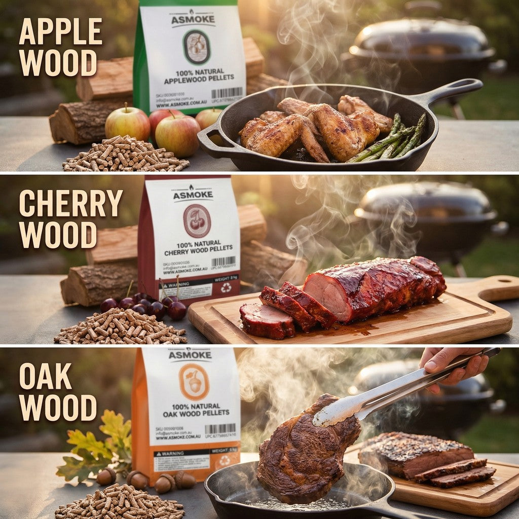 ASMOKE Essential Portable Smart Pellet Grill & Smoker + Assorted Flavors 20LBs (9kg) Premium Wood Pellets (Oak/Cherry/Apple)