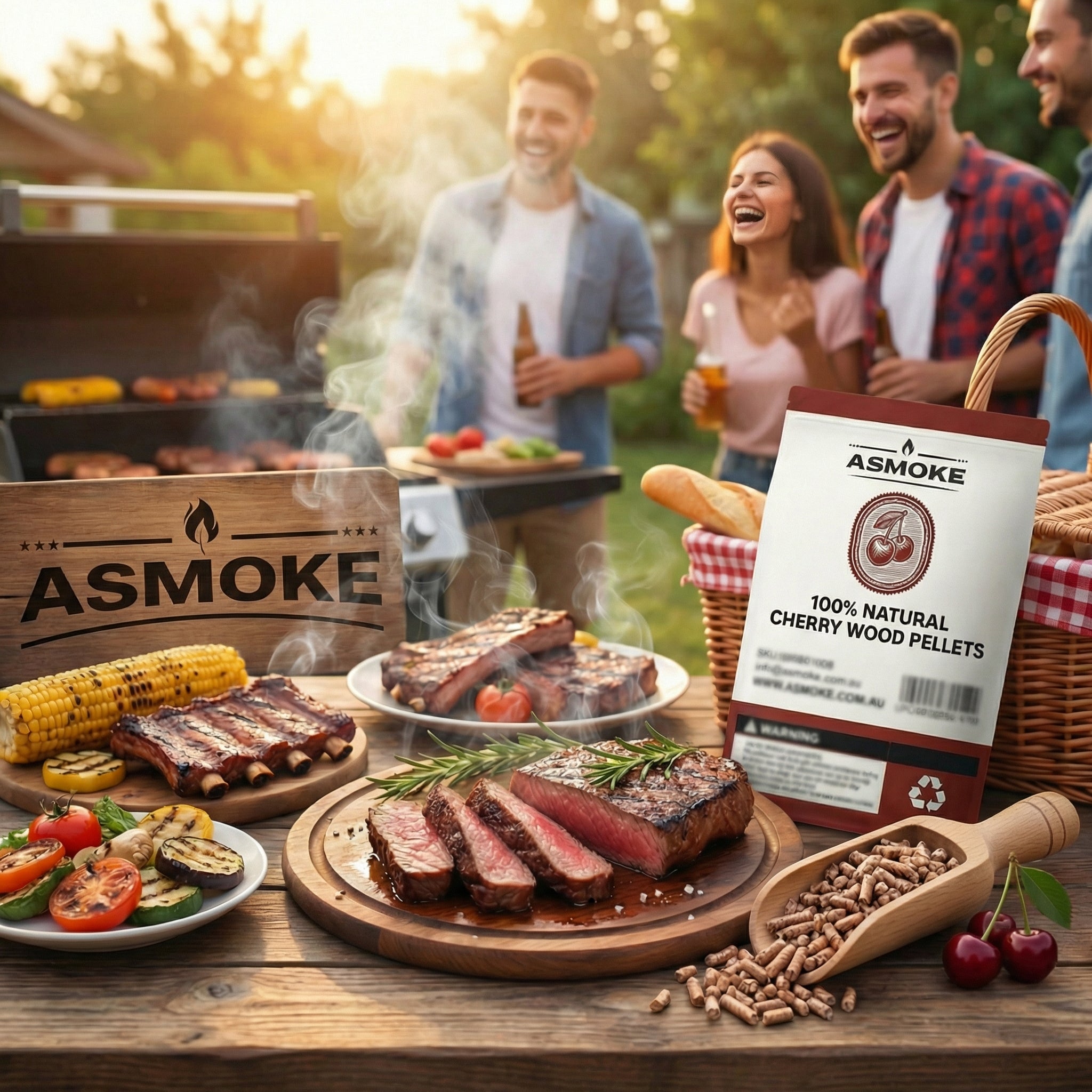 ASMOKE 100% Natural Cherry Wood BBQ Pellets (2.27kg) - Premium Fruit Hardwood for Smoker Grills & Cold Smoking