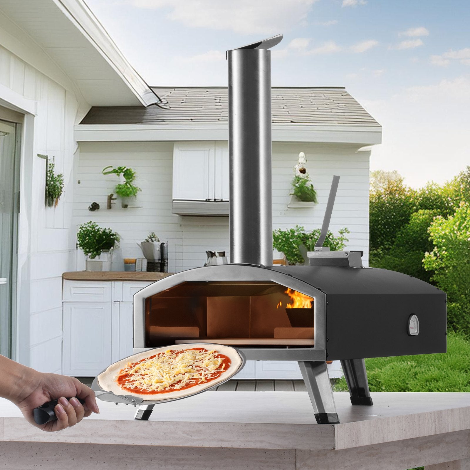 VEVOR 12" Wood Fired Pizza Oven – Portable Pellet Pizza Oven with Pizza Stone & Carry Bag