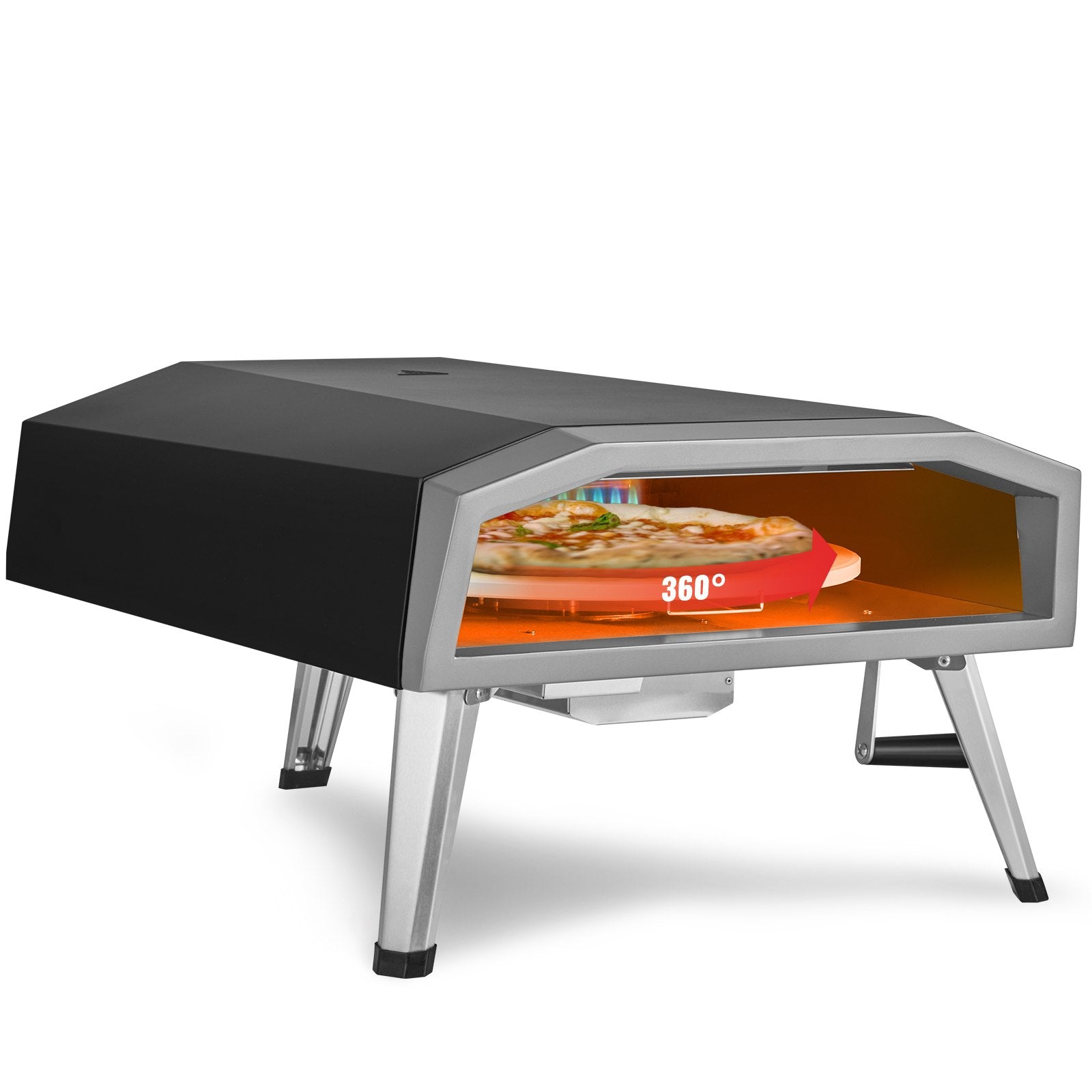 VEVOR 16" Gas Pizza Oven with Rotating Pizza Stone – Portable Stainless Steel Outdoor Pizza Oven