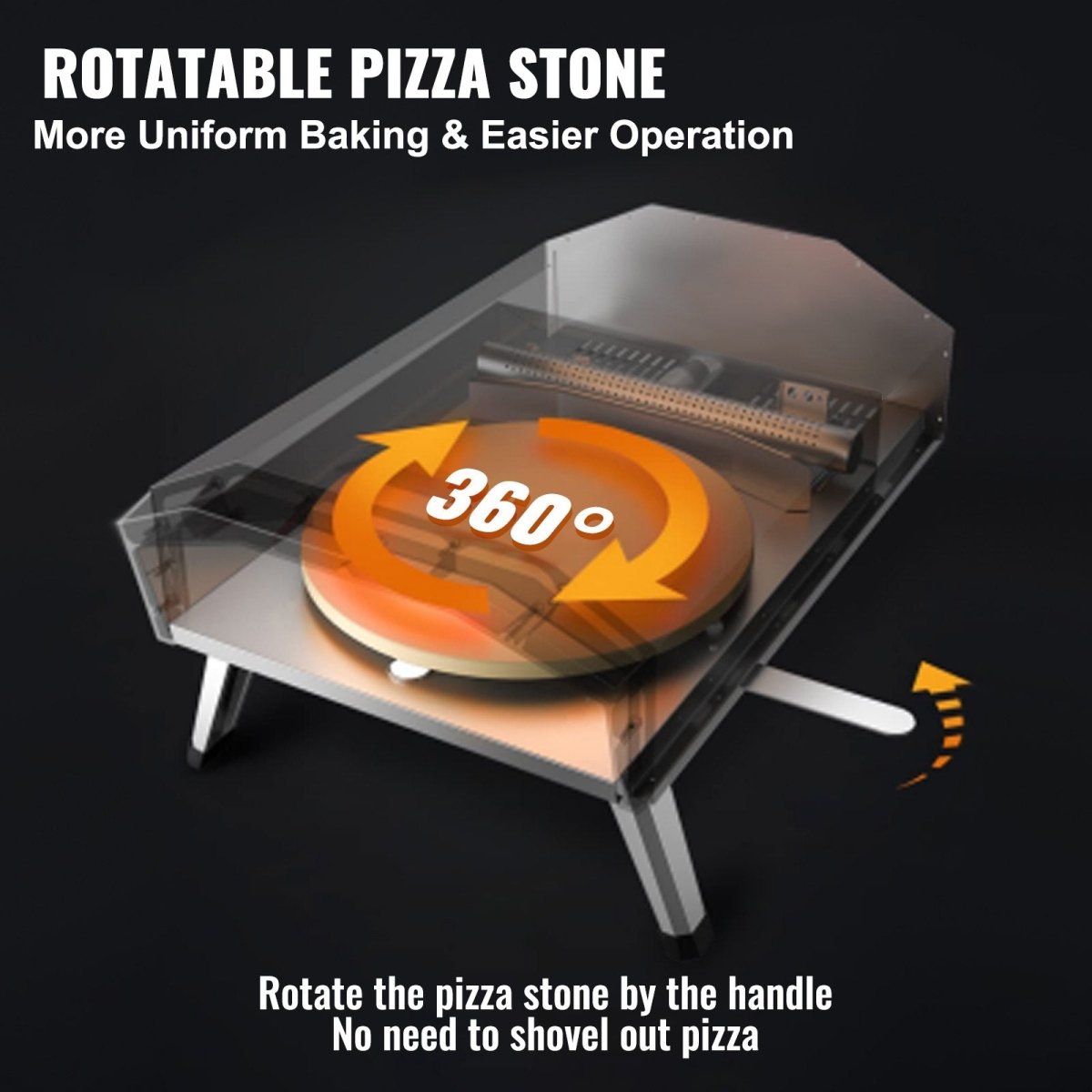 VEVOR 16" Gas Pizza Oven with Rotating Pizza Stone – Portable Stainless Steel Outdoor Pizza Oven