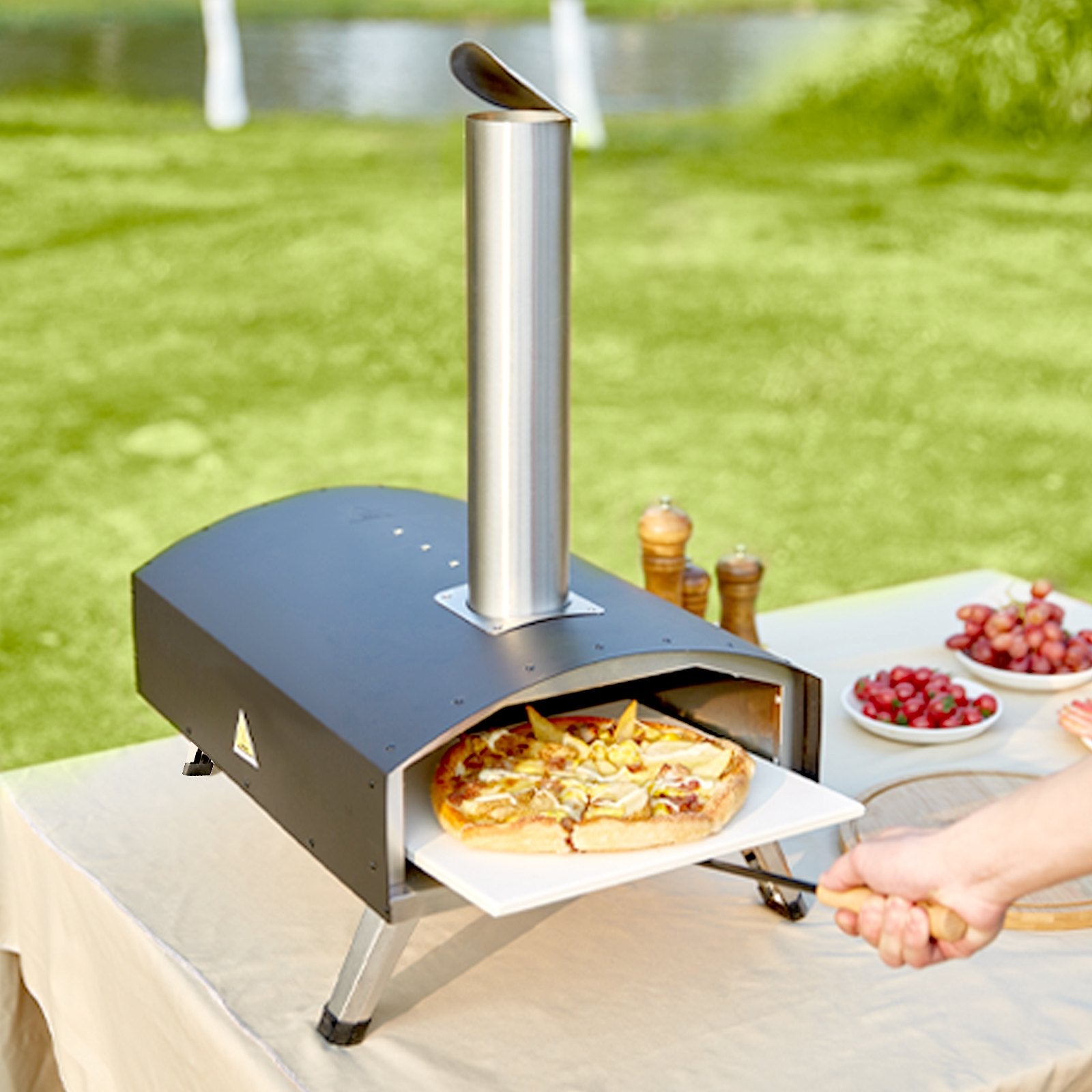VEVOR 12" Wood Fired Pizza Oven – Portable Pellet Pizza Oven with Pizza Stone & Carry Bag