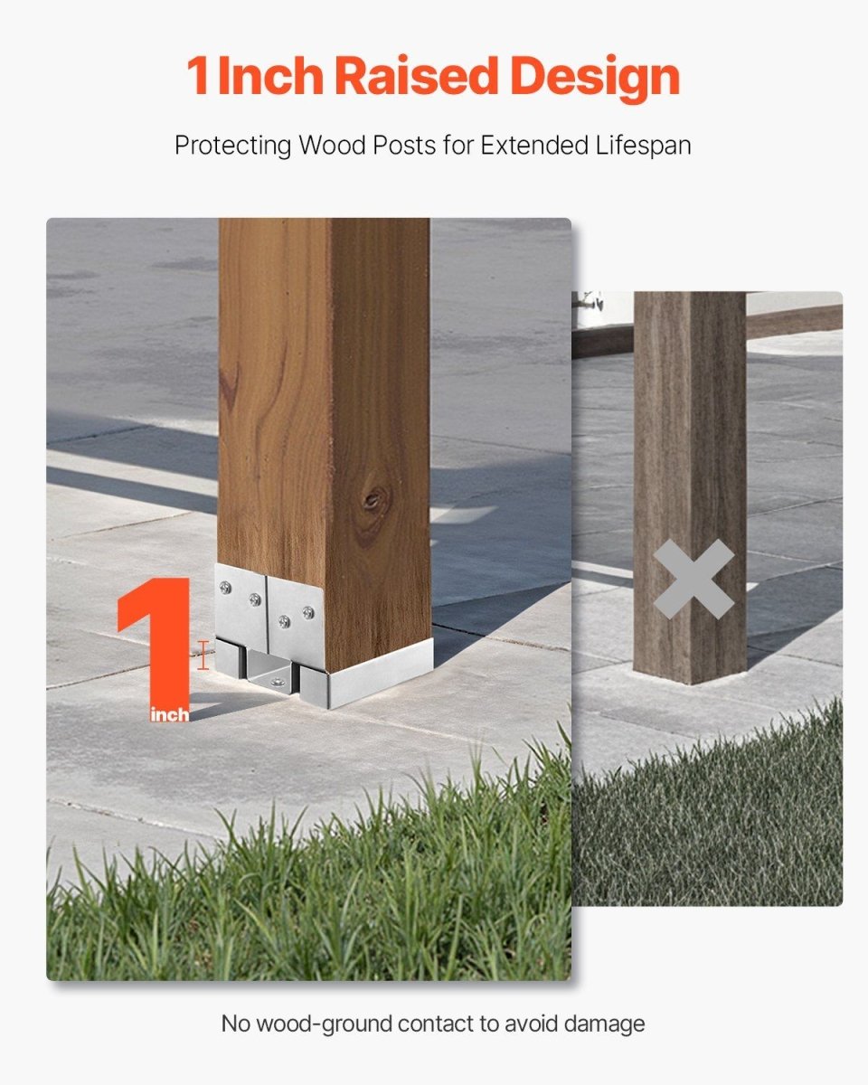 6x6 Post Base 10 Pcs, Inner Size 5.49x5.57inch/139.5x141.5mm Concrete Post Anchor, Heavy-Duty Zinc-Plated Carbon Steel Posts Brackets with 1 Inch Standoff Elevation, for Concrete Pergolas Patio