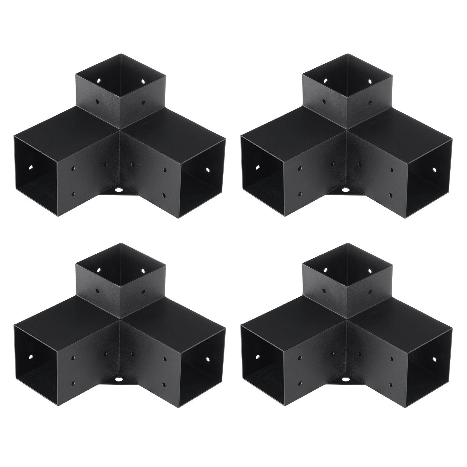 Pergola Bracket Kit 4''x4''(Inner Size 3.6x3.6), 4pcs 3-Way Heavy Duty Corner Bracket Woodworks DIY Post Base Kit, Easy Installation Wooden Beams for Gazebos, Patio Pergolas, Log Cabin Outdoor