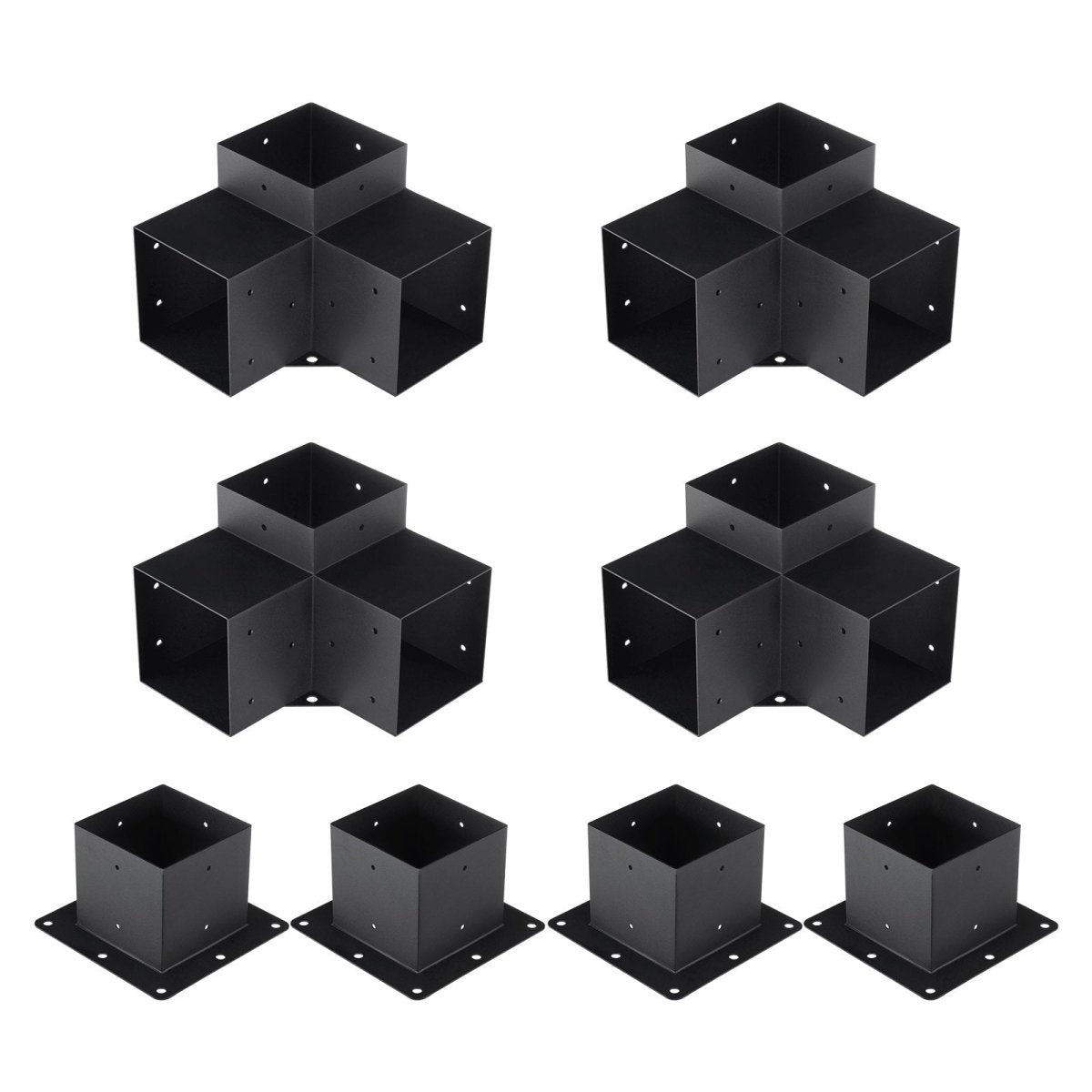 Pergola Bracket Kit 152.4 x 152.4 mm, 8pcs 3-Way Heavy Duty Corner Bracket Woodworks DIY Post Base, Easy Installation Wooden Beams for Gazebos, Patio Pergolas, Log Cabin Outdoor Pergola Hardware