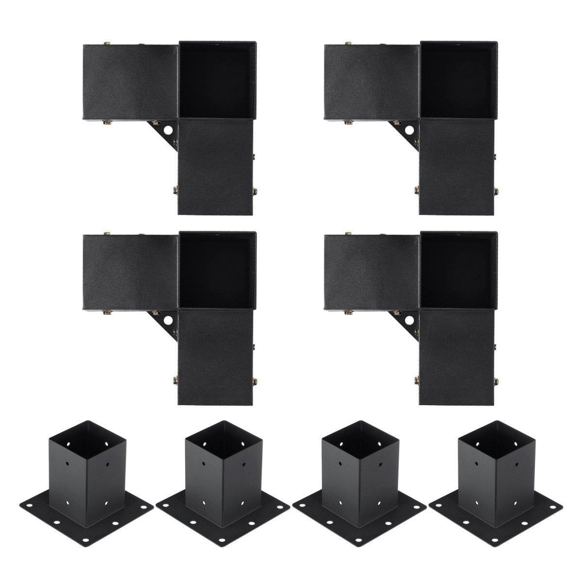Pergola Bracket Kit 4''x4''(inner 3.6''x3.6''), 8pcs (4pcs 3-Way,4pcs Base) Heavy Duty Corner Bracket Woodworks DIY Post Base Kit, Easy Installation Wooden Beams for Gazebos, Patio Pergolas, Log Cabin Outdoor