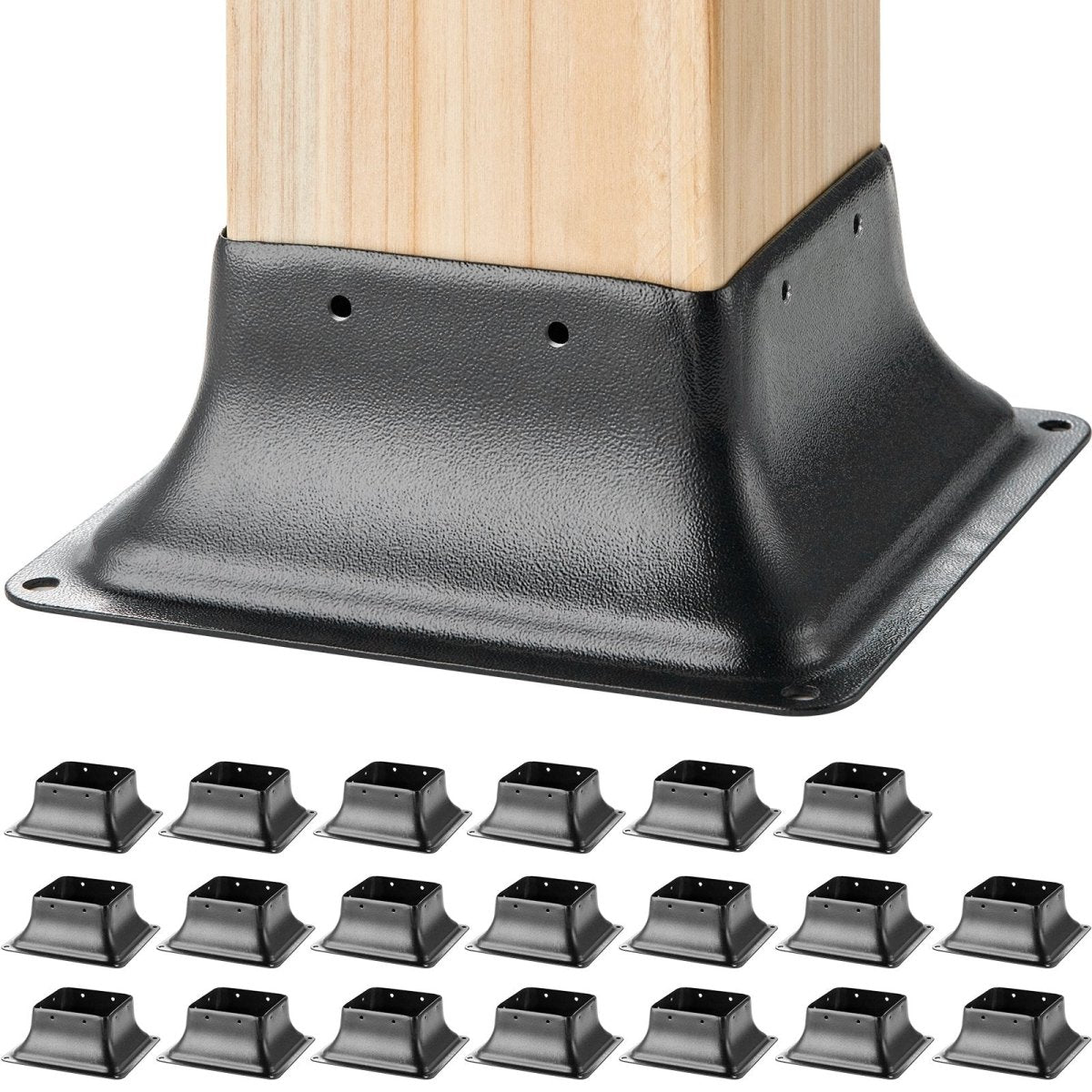 101.6x101.6mm Post Base 20Pcs, Internal 91x91mm Heavy Duty Powder-Coated Steel Post Bracket Fit for Standard Wood Post Anchor, Decking Post Base for Deck Porch Handrail Railing Support