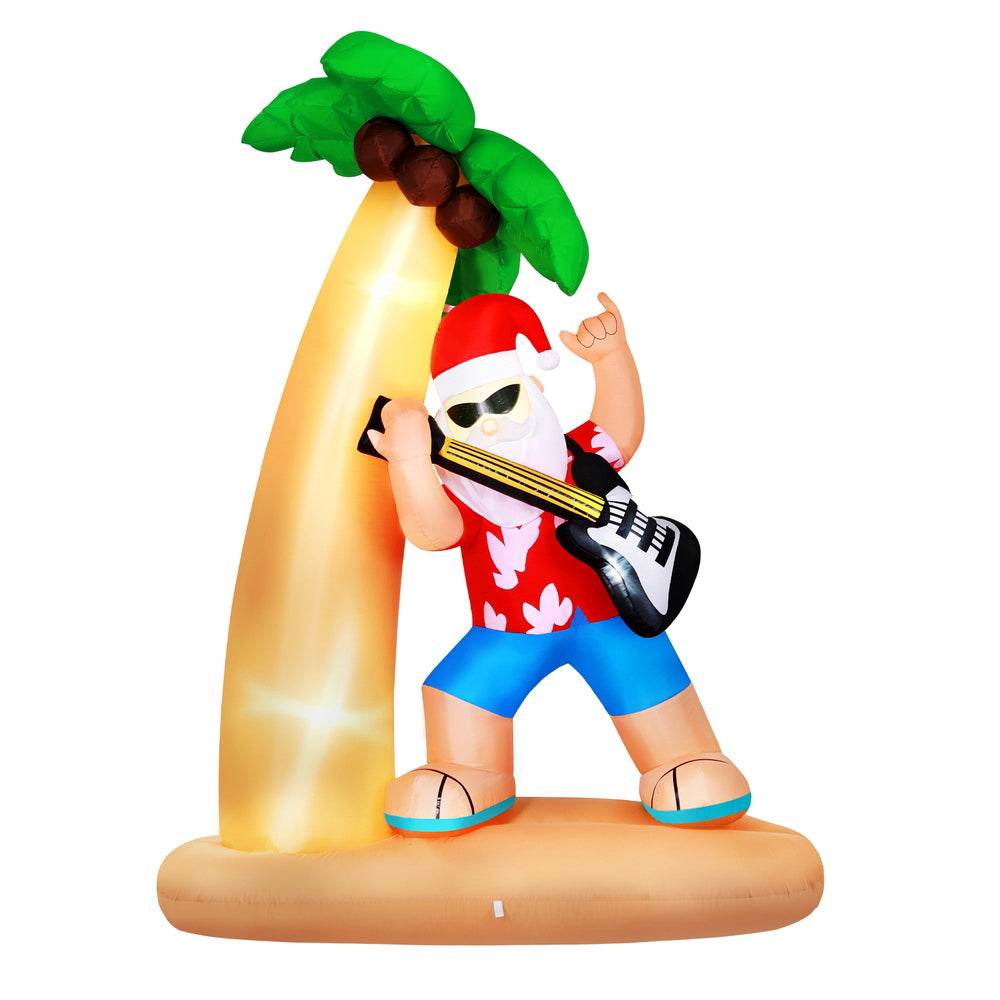 Jingle Jollys Christmas Inflatable Santa Guitar 2.1M Led Illuminated Decorations | Outdoorium
