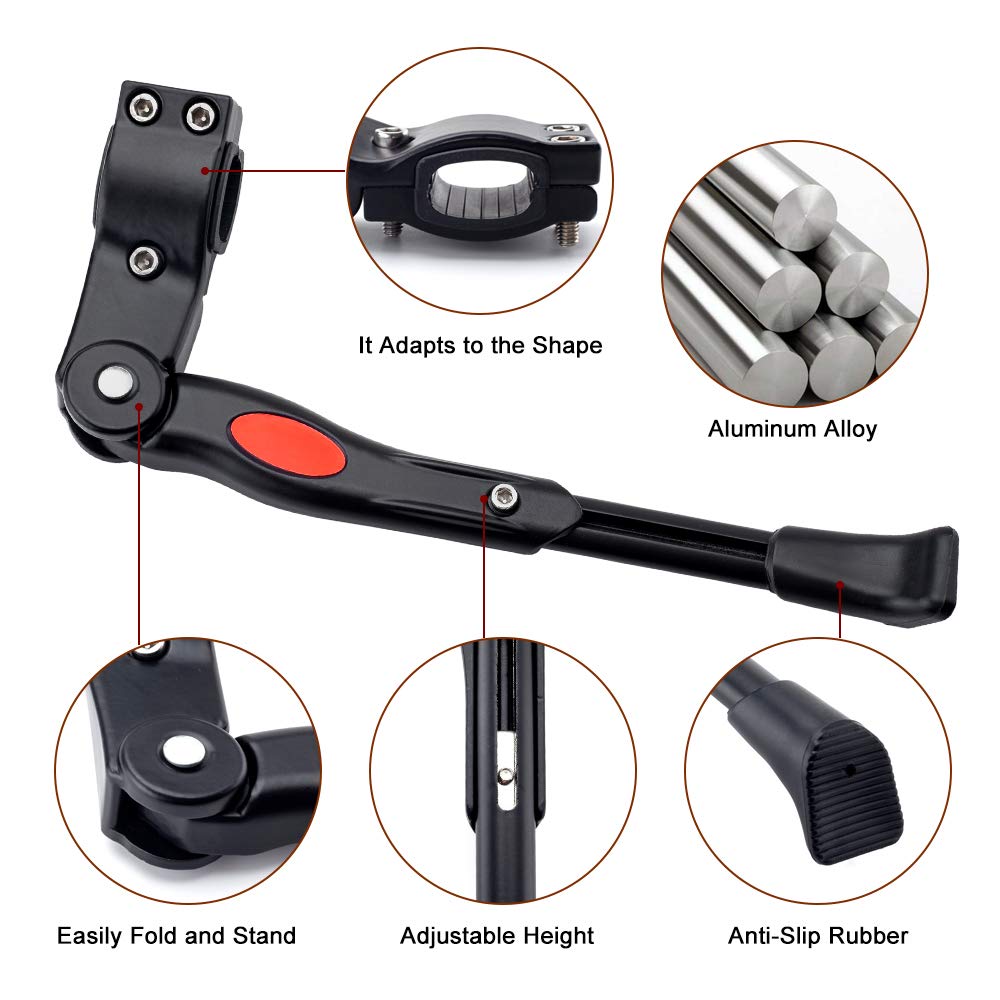 Adjustable Bike Kickstand Kickstand Rear Bicycle Stand for Bike 22" - 28" Black - Outdoorium