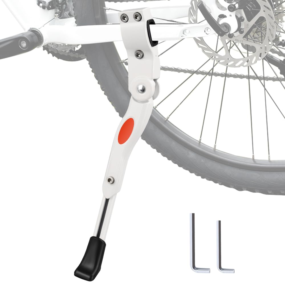 Adjustable Bike Kickstand Kickstand Rear Bicycle Stand for Bike 22&quot; - 28&quot; White - Outdoorium