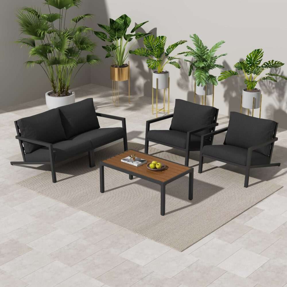 Aidan Garden Furniture Set in Slate Grey — 5 pieces | Furniture > Outdoor