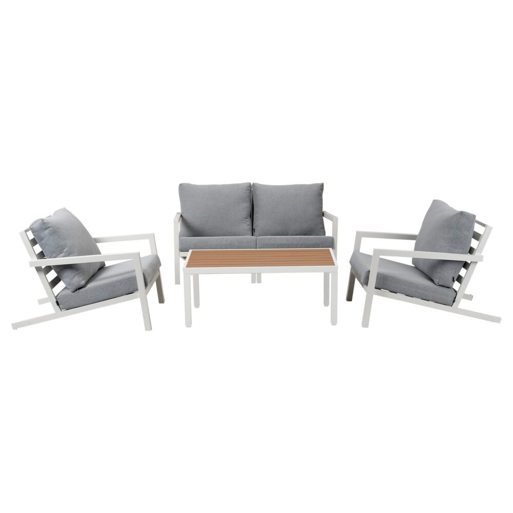 Aidan Garden Furniture Set in White — 5 pieces - Outdoorium