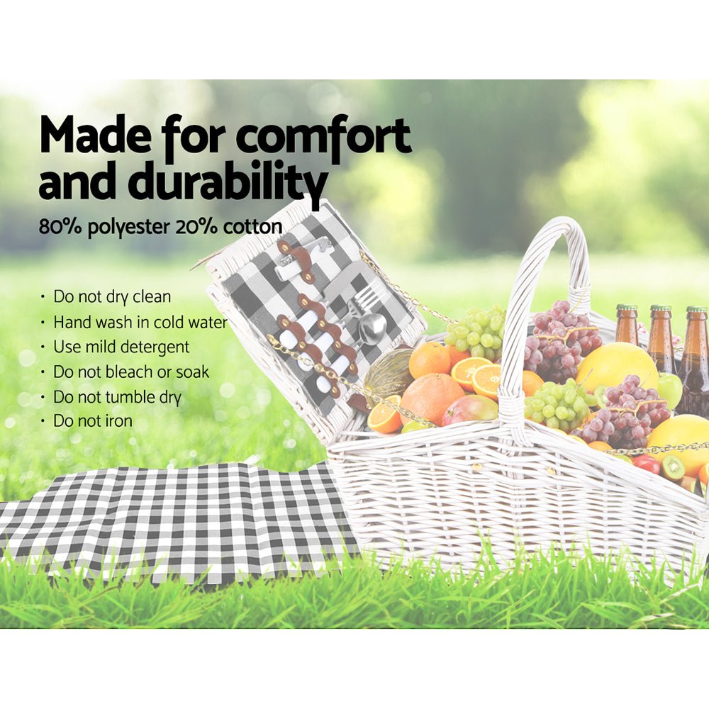 Alfresco 2 Person Picnic Basket Set Insulated Blanket Bag - Outdoorium