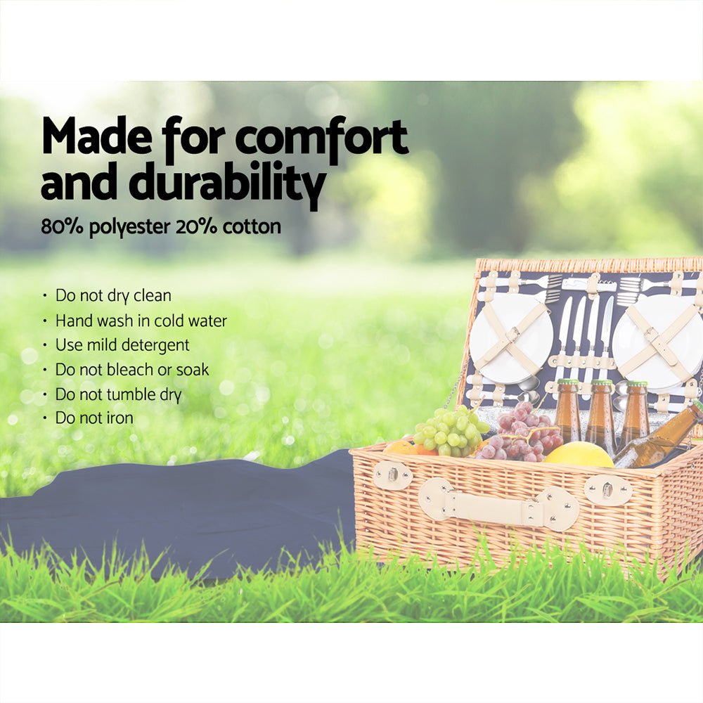 Alfresco 4 Person Picnic Basket Set Insulated Blanket - Outdoorium