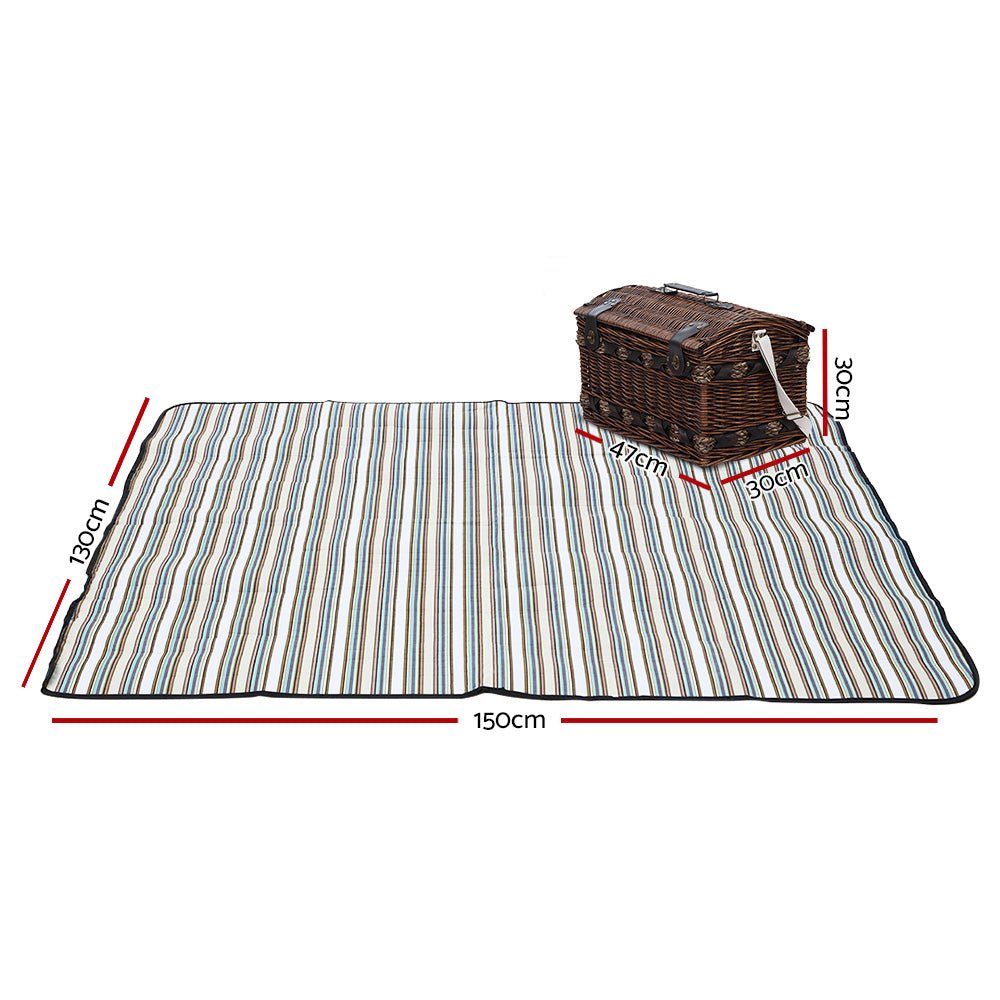 Alfresco 4 Person Picnic Basket Set Insulated Storage Blanket | Outdoorium
