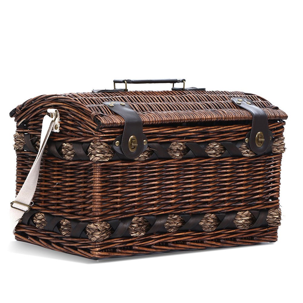 Alfresco 4 Person Picnic Basket Set Insulated Storage Blanket - Outdoorium