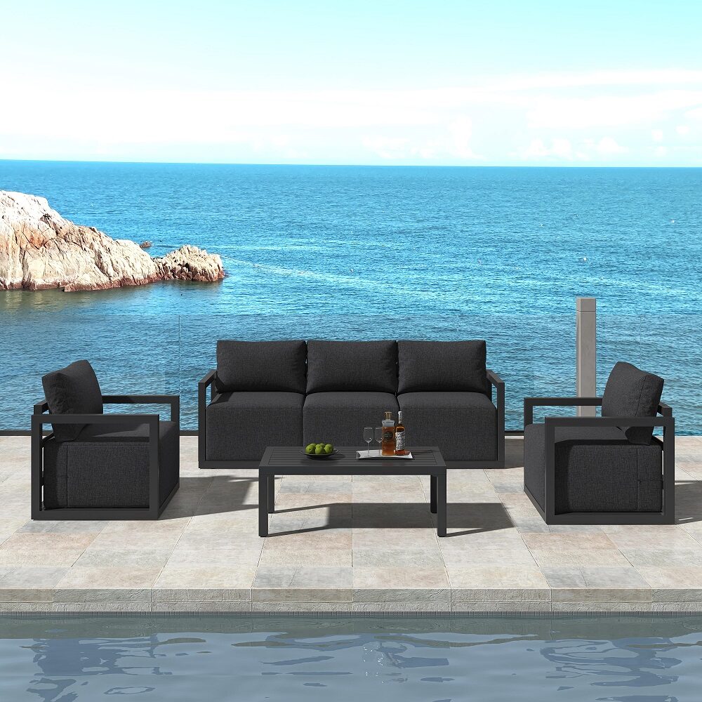 Alfresco 5 - Seater Deep - Seated Patio Set – Charcoal Grey - Outdoorium