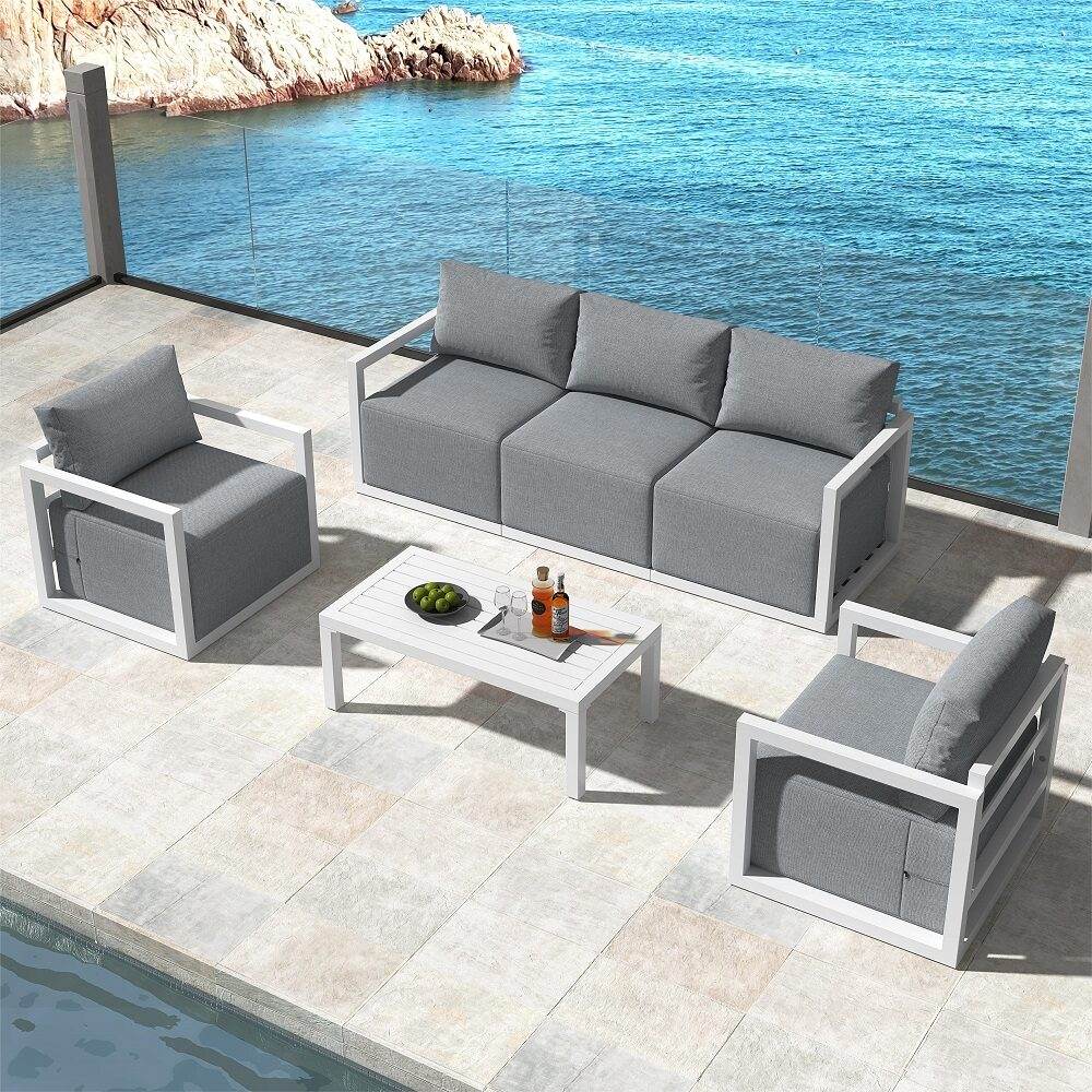 Alfresco 5 - Seater Deep - Seated Patio Set – Charcoal Grey | Outdoorium