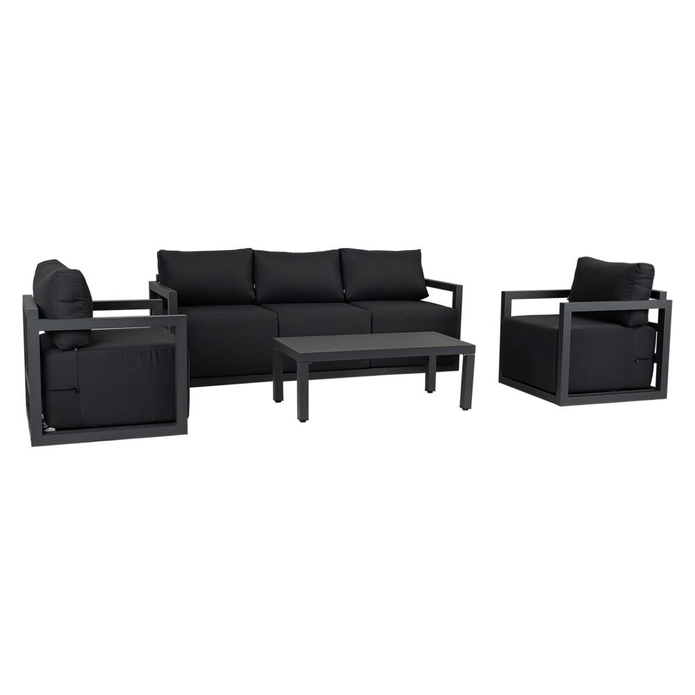 Alfresco 5 - Seater Deep - Seated Patio Set – Charcoal Grey - Outdoorium