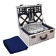 Alfresco 6 Person Picnic Basket Set Cooler Bag Insulated Blanket Plates Navy | Outdoorium