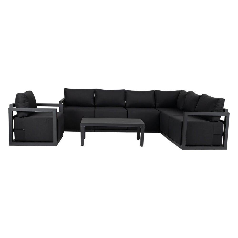 Alfresco 7-Seat Garden Lounge Set – Charcoal Grey - Outdoorium
