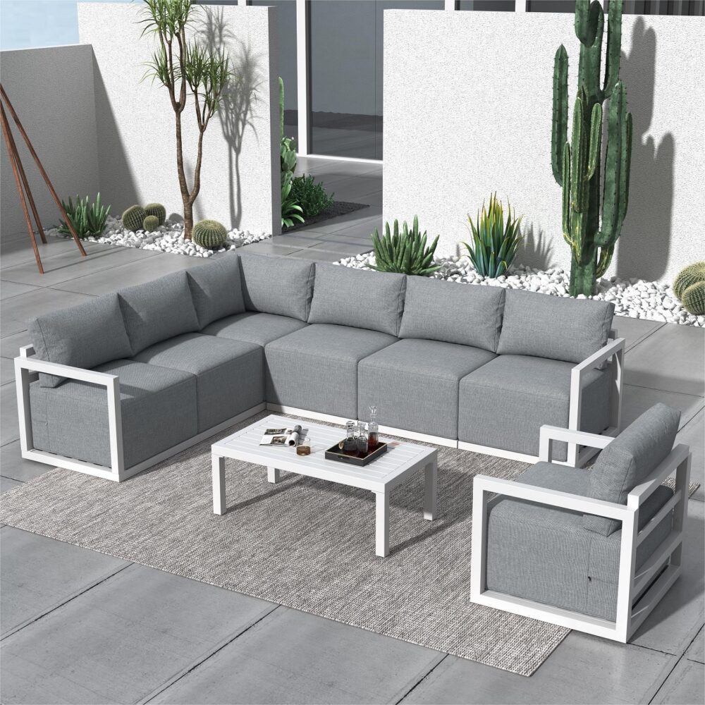 Alfresco 7 - Seat Garden Lounge Set – Charcoal Grey - Outdoorium